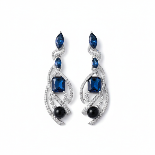 Sapphire Swirl Drop Earrings